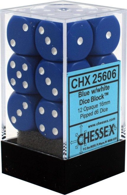 CHX 25606 Opaque Blue/White 16mm D6 (12)