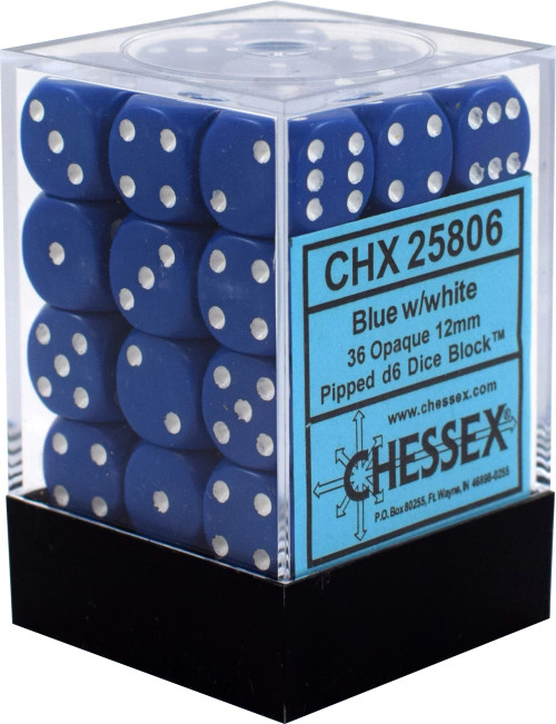 CHX 25806 Opaque Blue/White 12mm D6 (36)