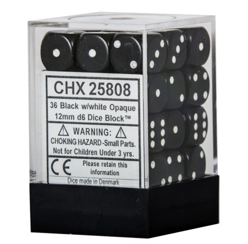 CHX 25808 Opaque Black/White 12mm D6 (36)