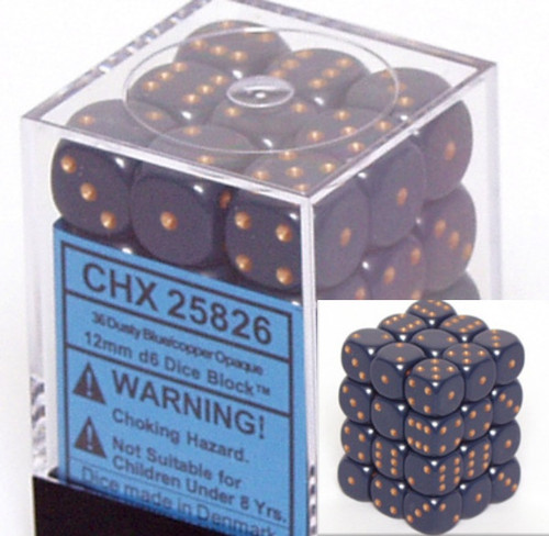 CHX 25826 Opaque Dusty Blue/Copper 12mm D6 (36)