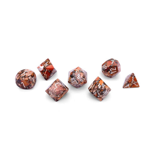 Norse Foundry: 7 Piece RPG Set Gemstone Dice - Orange Imperial Jasper