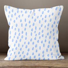 White with Blue Abstract Dots Throw Pillow