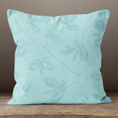 Blue Leaves on Branches Throw Pillow