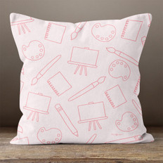 Light Pink Art Supplies Throw Pillow