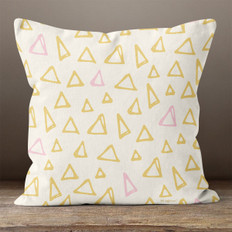 Cream with Gold and Pink Triangles Throw Pillow