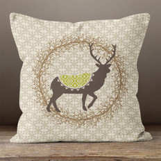 Taupe Dasher in a Wreath Throw Pillow