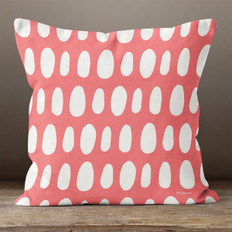 Red with White Irregular Ovals Throw Pillow