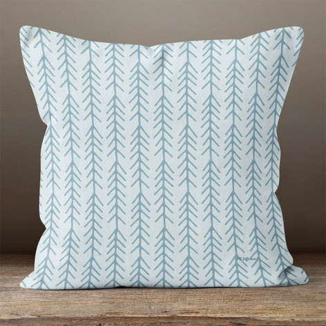 Light Blue with Blue Connected Arrows Throw Pillow