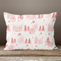 Cream with Red Christmas Town Throw Pillow