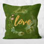 Green Watercolor Emerald Floral Love Throw Pillow