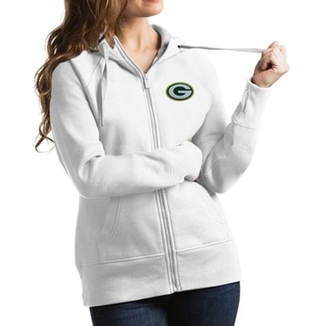 ladies white zip up sweatshirt