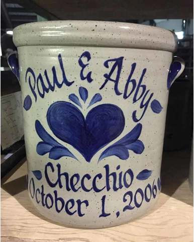 Rowe Pottery Personalized Heart Crock (1821)