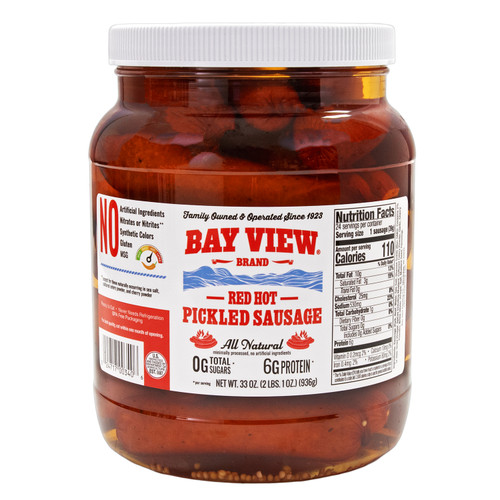Bay View Packing Company 32 oz. Red Hot Pickled Sausage 2-Jar Set