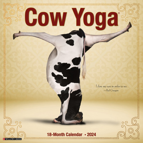 Cow Yoga 2024 Wall Calendar-Front