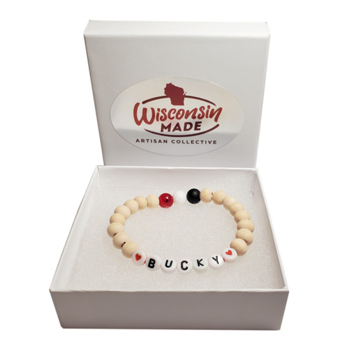 Bucky Badger Bracelet in WisconsinMade Artisan Collective gift box