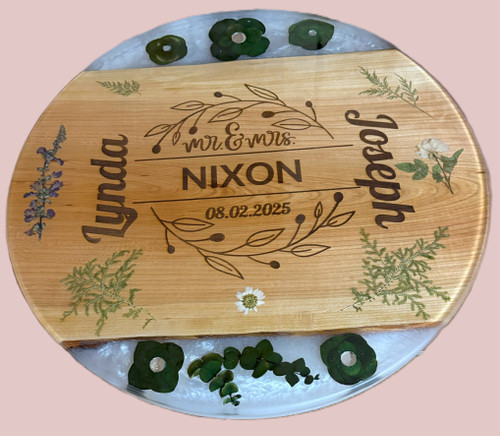 TB Wood Creations 18" Custom Wedding Turntable with Flowers TB Wood Creations 18" Custom Wedding Turntable with Flowers