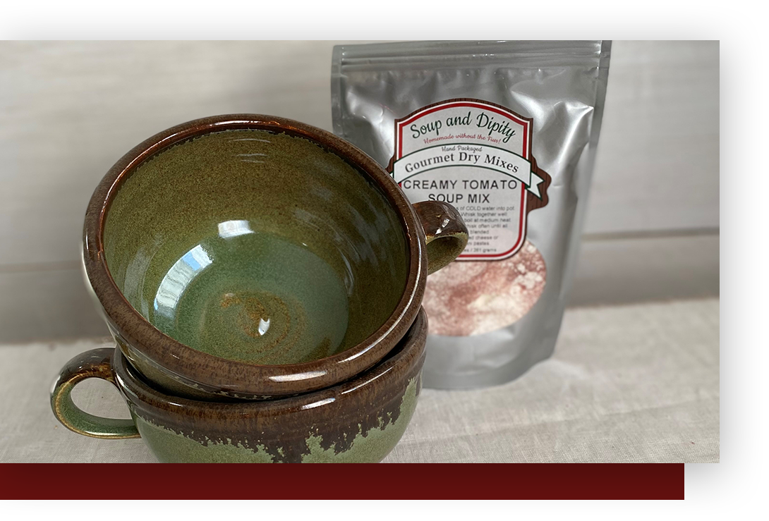 Wisconsin 2022 Rowe Pottery New Product Woodland Sage Souper Bowl Set-7766