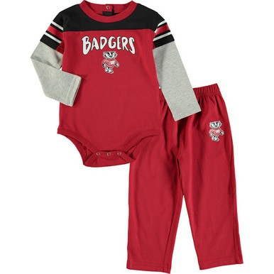 Generations Clothing Men's Bucky Badger Halfback Set - Newborn and Infant | Size 12 Mo | Wisconsin Made Red/Black/Gray