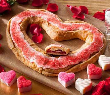 Image of Valentine Kringle with Petit Four Hearts Gift