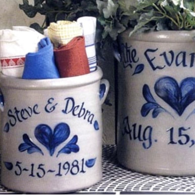 Rowe Pottery Personalized Heart Crock (1821)