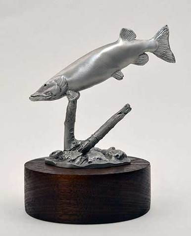 Pewter Figurine - Diving Musky - WisconsinMade Artisan Collective