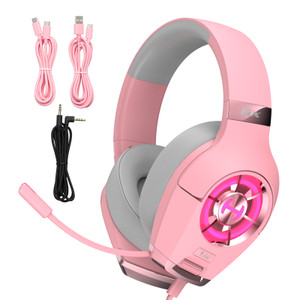 HECATE by Edifier GX Hi-Res Gaming Headset for PS4/ PS5/ PC/Switch/Xbox Gamepad - USB/Type-C/3.5mm Wired Gaming Headphones with Microphone RGB Lighting - ENC Noise Cancelling - 50mm Driver (Pink)