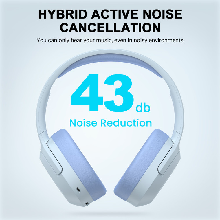 Edifier W820NB Plus Wireless Active Noise Cancelling Headphones, Blue