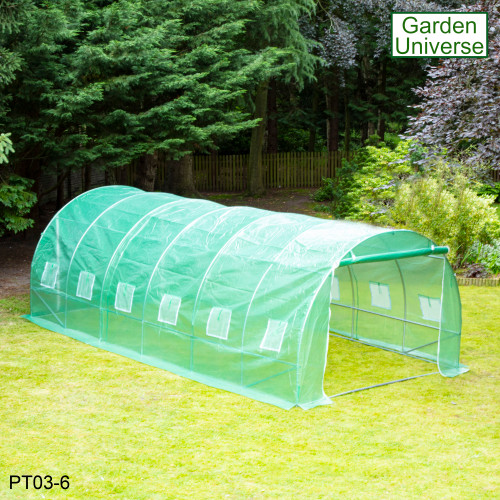 Polytunnel by Garden Universe 25mm Galvanised Frame Greenhouse Poly Tunnel 3 x 6m PT03-6
