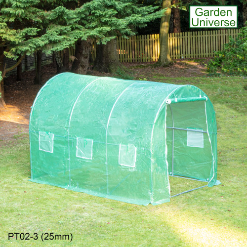 Polytunnel by Garden Universe 25mm Galvanised Frame Greenhouse Poly Tunnel 2 x 3m PT02-3 (25mm)