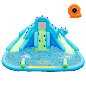 Inflatable Water Slide with Dual Slides and Large Splash Pool and Carry Bag (with 584W Blower) - Co