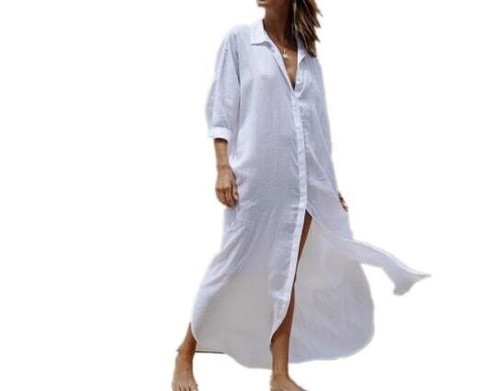 Button Beach Shirt V Neck Vacation Bikini Blouse