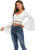 Women's Sexy Tie Up Crop Top Ladies Flared Sleeve Deep V Neck Casual Basic T Shirt