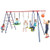 550 LBS 6-in-1 Patio Kids Swing Set with Climbing Net and Ladder-Green