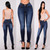 Women Jeans Skinny Curvy Slim Fit Stretch Denim Ripped Straps Cross Pants