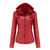 Zipper Stand Collar Detachable Hood PU Leather Jacket