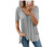 V-Neck Loose Half-Zip Short Sleeve T-Shirt