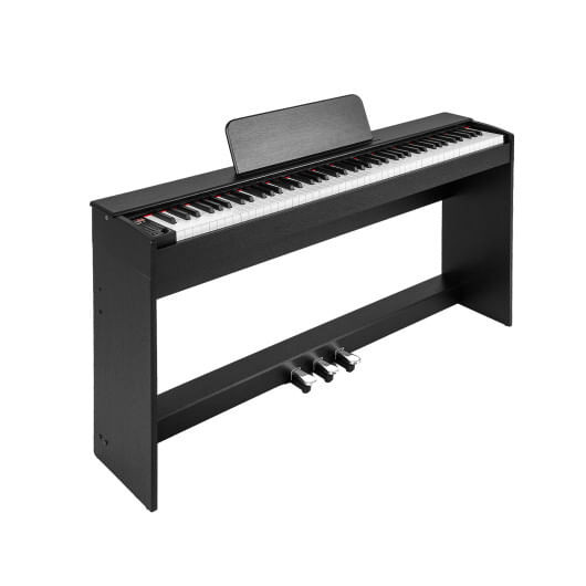 88-Key Hammer Action Weighted Keyboard with Furniture Stand-Black - Color: Black