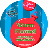 Image of Warm Flannel wax melts label