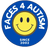 Logo of the organization FACES4Autism, which is a blue circle with a yellow smiley face in the center, and the words "FACES 4 Autism" arcing over the top. At the bottom, it reads, "Since 2002".