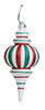 J-230510
10" Matte/Glittered Striped Finial - White with Red/Green Glitter