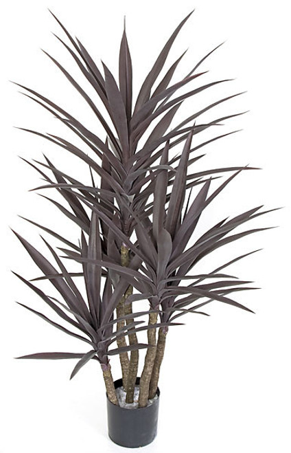 53" Plastic UV Rated Yucca Tree - Burgundy Color - Weighted Base