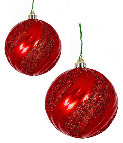 6" or 8" Red Pearl/Glitter Ball Ornament