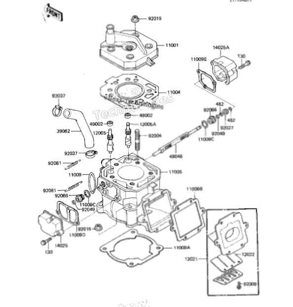 1985-1986 Kawasaki KX125 11009-1478 LH Gasket