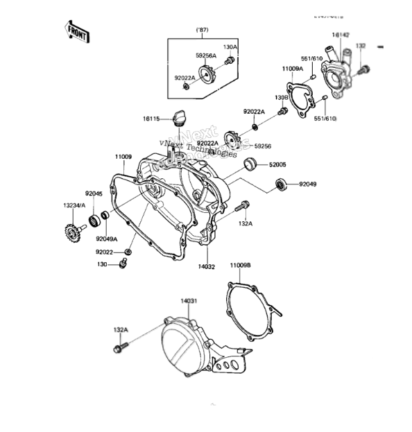 1986-1999 Kawasaki KX80 KX85 11009-1972 Pump Cover Gasket