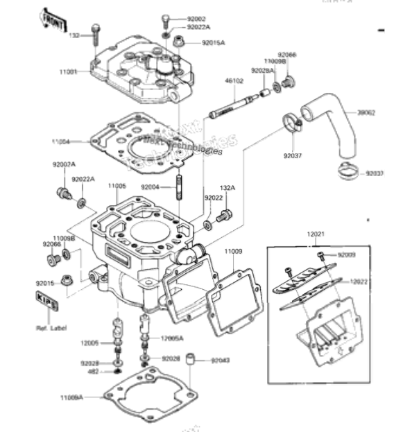 1987 Kawasaki KX250 KXF250 11060-1457 Cylinder Base Gasket