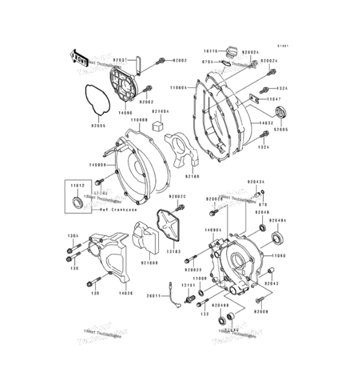 1991-1992 Kawasaki ZX-7R ZX7 11060-1080 Clutch Cover Gasket