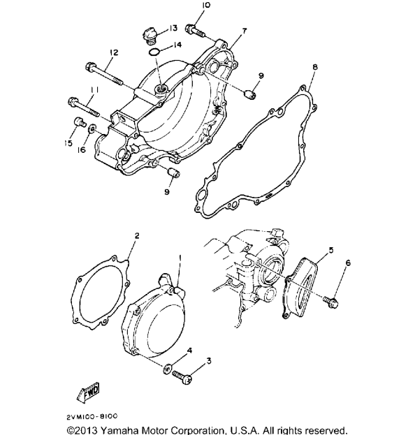 19881989 Yamaha YZ250 2VM1546200 CLUTCH Crankcase Cover 3 Gasket