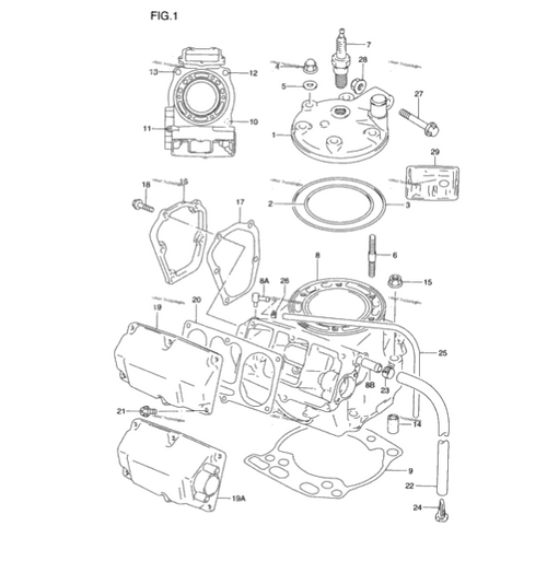 1996-2000 Suzuki RM250T 11233-37E00 Cylinder Cover No.1 Gasket