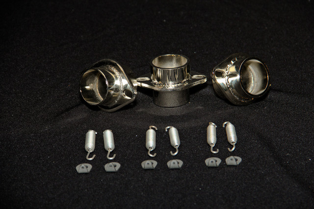 Kawasaki H1 triple cylinder 500 expansion chambers with mufflers