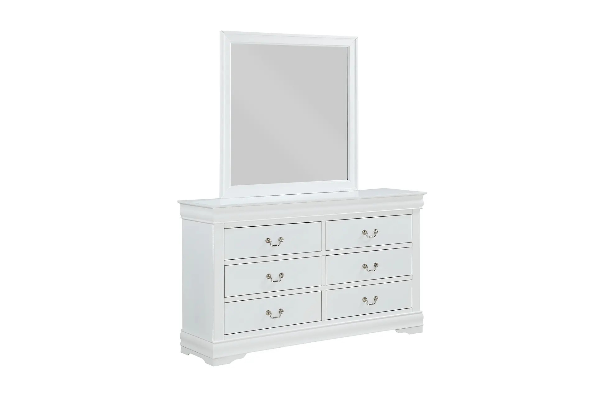 Louis Philippe Dresser with Mirror - White